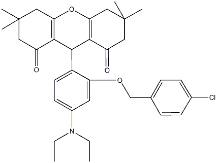 9-[2-[(4-chlorobenzyl)oxy]-4-(diethylamino)phenyl]-3,3,6,6-tetramethyl-3,4,5,6,7,9-hexahydro-1H-xanthene-1,8(2H)-dione 结构式