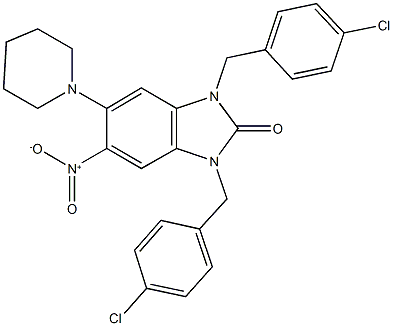1,3-bis(4-chlorobenzyl)-5-nitro-6-(1-piperidinyl)-1,3-dihydro-2H-benzimidazol-2-one,311796-81-3,结构式