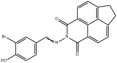 2-[(3-bromo-4-hydroxybenzylidene)amino]-6,7-dihydro-1H-indeno[6,7,1-def]isoquinoline-1,3(2H)-dione Structure