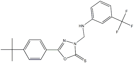 5-(4-tert-butylphenyl)-3-{[3-(trifluoromethyl)anilino]methyl}-1,3,4-oxadiazole-2(3H)-thione Struktur