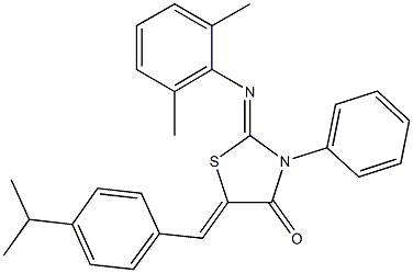 2-[(2,6-dimethylphenyl)imino]-5-(4-isopropylbenzylidene)-3-phenyl-1,3-thiazolidin-4-one 结构式