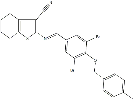 2-({3,5-dibromo-4-[(4-methylbenzyl)oxy]benzylidene}amino)-4,5,6,7-tetrahydro-1-benzothiophene-3-carbonitrile,311798-46-6,结构式