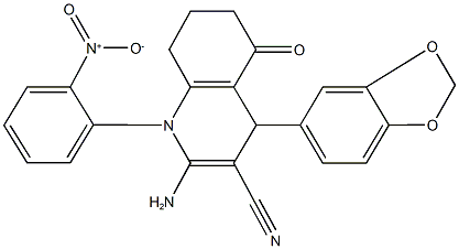 2-amino-4-(1,3-benzodioxol-5-yl)-1-{2-nitrophenyl}-5-oxo-1,4,5,6,7,8-hexahydro-3-quinolinecarbonitrile|