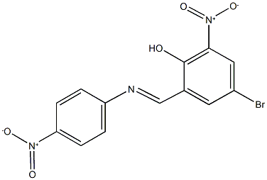 4-bromo-2-nitro-6-[({4-nitrophenyl}imino)methyl]phenol Structure