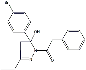 5-(4-bromophenyl)-3-ethyl-1-(phenylacetyl)-4,5-dihydro-1H-pyrazol-5-ol Structure