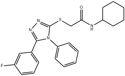 N-cyclohexyl-2-{[5-(3-fluorophenyl)-4-phenyl-4H-1,2,4-triazol-3-yl]sulfanyl}acetamide 结构式