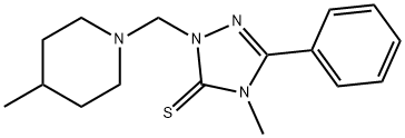 4-methyl-2-[(4-methyl-1-piperidinyl)methyl]-5-phenyl-2,4-dihydro-3H-1,2,4-triazole-3-thione Struktur