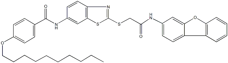 4-(decyloxy)-N-(2-{[2-(dibenzo[b,d]furan-3-ylamino)-2-oxoethyl]sulfanyl}-1,3-benzothiazol-6-yl)benzamide,311799-67-4,结构式