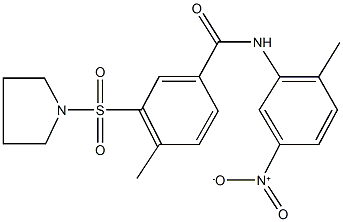 N-{5-nitro-2-methylphenyl}-4-methyl-3-(1-pyrrolidinylsulfonyl)benzamide 结构式