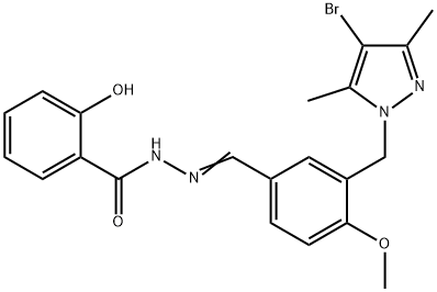 N'-{3-[(4-bromo-3,5-dimethyl-1H-pyrazol-1-yl)methyl]-4-methoxybenzylidene}-2-hydroxybenzohydrazide Structure