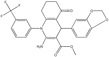 methyl 2-amino-4-(1,3-benzodioxol-5-yl)-5-oxo-1-[3-(trifluoromethyl)phenyl]-1,4,5,6,7,8-hexahydro-3-quinolinecarboxylate Structure