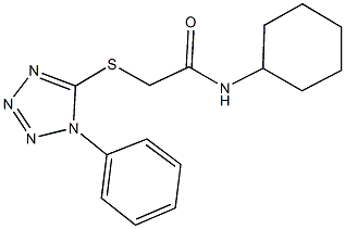 N-cyclohexyl-2-[(1-phenyl-1H-tetraazol-5-yl)sulfanyl]acetamide 化学構造式