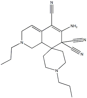 6-amino-1',2-dipropyl-2,3,8,8a-tetrahydro-5,7,7-tricyanospiro[1H-isoquinoline-8,4'-piperidine] Structure