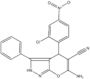 6-amino-4-{2-chloro-4-nitrophenyl}-3-phenyl-2,4-dihydropyrano[2,3-c]pyrazole-5-carbonitrile|