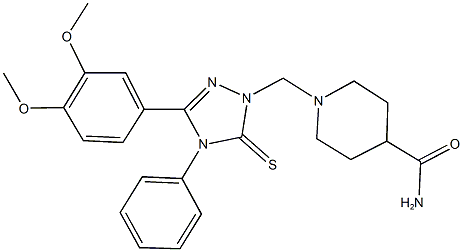 1-{[3-(3,4-dimethoxyphenyl)-4-phenyl-5-thioxo-4,5-dihydro-1H-1,2,4-triazol-1-yl]methyl}-4-piperidinecarboxamide Struktur