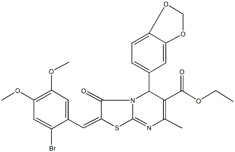 ethyl 5-(1,3-benzodioxol-5-yl)-2-(2-bromo-4,5-dimethoxybenzylidene)-7-methyl-3-oxo-2,3-dihydro-5H-[1,3]thiazolo[3,2-a]pyrimidine-6-carboxylate|