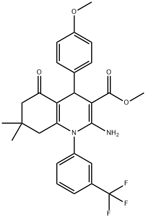 methyl 2-amino-4-(4-methoxyphenyl)-7,7-dimethyl-5-oxo-1-[3-(trifluoromethyl)phenyl]-1,4,5,6,7,8-hexahydro-3-quinolinecarboxylate Structure