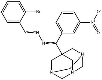 2-bromobenzaldehyde [{3-nitrophenyl}(1,3,5-triazatricyclo[3.3.1.1~3,7~]dec-7-yl)methylene]hydrazone Structure