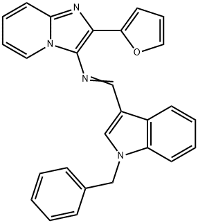 N-[(1-benzyl-1H-indol-3-yl)methylene]-N-[2-(2-furyl)imidazo[1,2-a]pyridin-3-yl]amine Struktur