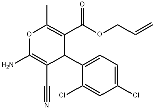 allyl 6-amino-5-cyano-4-(2,4-dichlorophenyl)-2-methyl-4H-pyran-3-carboxylate Struktur