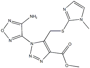 methyl 1-(4-amino-1,2,5-oxadiazol-3-yl)-5-{[(1-methyl-1H-imidazol-2-yl)sulfanyl]methyl}-1H-1,2,3-triazole-4-carboxylate Structure