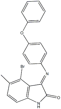 4-bromo-5-methyl-3-[(4-phenoxyphenyl)imino]-1,3-dihydro-2H-indol-2-one 结构式