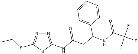 N-[5-(ethylsulfanyl)-1,3,4-thiadiazol-2-yl]-3-phenyl-3-[(trifluoroacetyl)amino]propanamide Structure