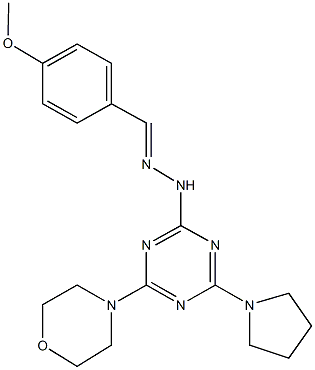 4-methoxybenzaldehyde [4-(4-morpholinyl)-6-(1-pyrrolidinyl)-1,3,5-triazin-2-yl]hydrazone Structure