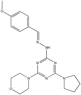 4-methoxybenzaldehyde [4-(4-morpholinyl)-6-(1-pyrrolidinyl)-1,3,5-triazin-2-yl]hydrazone 化学構造式