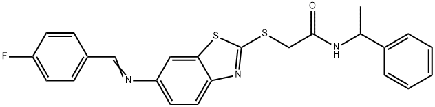 2-({6-[(4-fluorobenzylidene)amino]-1,3-benzothiazol-2-yl}sulfanyl)-N-(1-phenylethyl)acetamide Structure