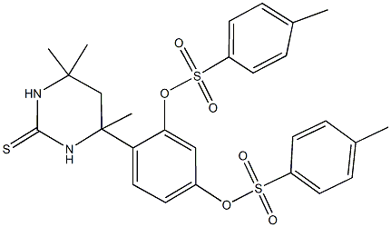 5-{[(4-methylphenyl)sulfonyl]oxy}-2-(4,6,6-trimethyl-2-thioxohexahydro-4-pyrimidinyl)phenyl 4-methylbenzenesulfonate Struktur