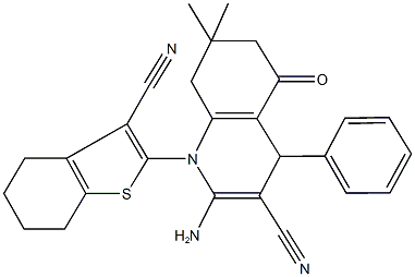 2-amino-1-(3-cyano-4,5,6,7-tetrahydro-1-benzothiophen-2-yl)-7,7-dimethyl-5-oxo-4-phenyl-1,4,5,6,7,8-hexahydro-3-quinolinecarbonitrile Structure