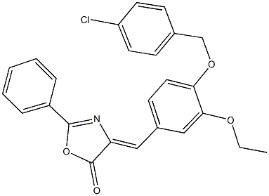 4-{4-[(4-chlorobenzyl)oxy]-3-ethoxybenzylidene}-2-phenyl-1,3-oxazol-5(4H)-one,312275-30-2,结构式
