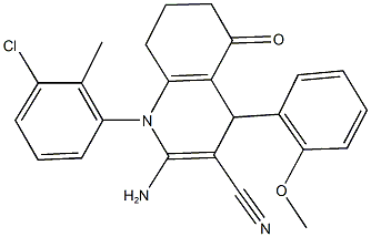 2-amino-1-(3-chloro-2-methylphenyl)-4-(2-methoxyphenyl)-5-oxo-1,4,5,6,7,8-hexahydro-3-quinolinecarbonitrile 化学構造式