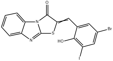 2-(5-bromo-2-hydroxy-3-iodobenzylidene)[1,3]thiazolo[3,2-a]benzimidazol-3(2H)-one 结构式