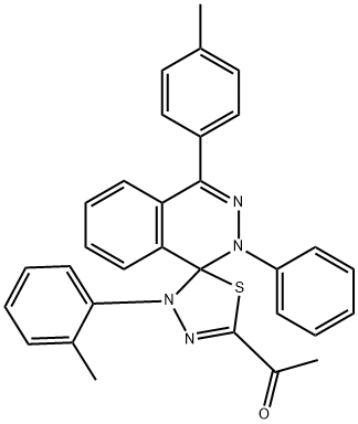 1-[4'-(2-methylphenyl)-4-(4-methylphenyl)-2-phenyl-1,2,4',5'-tetrahydrospiro(phthalazine-1,5'-[1,3,4]-thiadiazole)-2'-yl]ethanone 结构式