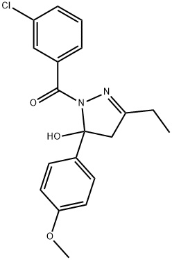 1-(3-chlorobenzoyl)-3-ethyl-5-(4-methoxyphenyl)-4,5-dihydro-1H-pyrazol-5-ol 结构式