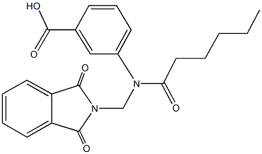 3-[[(1,3-dioxo-1,3-dihydro-2H-isoindol-2-yl)methyl](hexanoyl)amino]benzoic acid Struktur