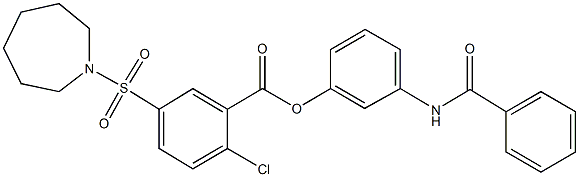 3-(benzoylamino)phenyl 5-(1-azepanylsulfonyl)-2-chlorobenzoate Structure