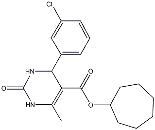 cycloheptyl 4-(3-chlorophenyl)-6-methyl-2-oxo-1,2,3,4-tetrahydro-5-pyrimidinecarboxylate Struktur