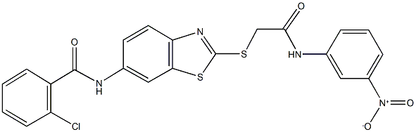 312278-07-2 2-chloro-N-{2-[(2-{3-nitroanilino}-2-oxoethyl)sulfanyl]-1,3-benzothiazol-6-yl}benzamide