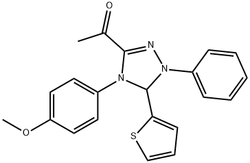 1-[4-(4-methoxyphenyl)-1-phenyl-5-(2-thienyl)-4,5-dihydro-1H-1,2,4-triazol-3-yl]ethanone Struktur