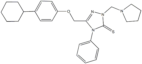 5-[(4-cyclohexylphenoxy)methyl]-4-phenyl-2-(1-pyrrolidinylmethyl)-2,4-dihydro-3H-1,2,4-triazole-3-thione,312278-27-6,结构式