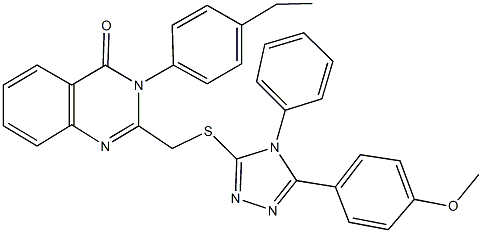 3-(4-ethylphenyl)-2-({[5-(4-methoxyphenyl)-4-phenyl-4H-1,2,4-triazol-3-yl]sulfanyl}methyl)-4(3H)-quinazolinone 结构式