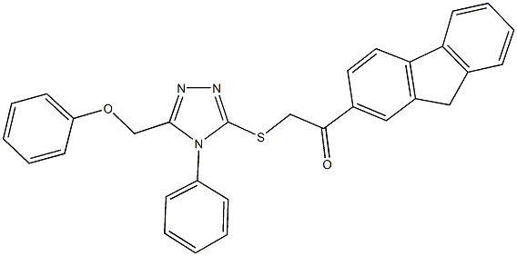 1-(9H-fluoren-2-yl)-2-{[5-(phenoxymethyl)-4-phenyl-4H-1,2,4-triazol-3-yl]sulfanyl}ethanone 化学構造式