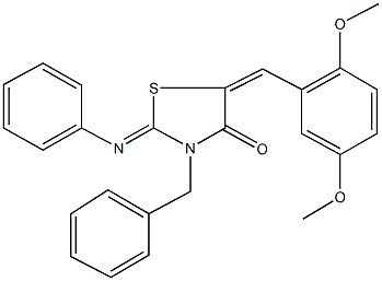 3-benzyl-5-(2,5-dimethoxybenzylidene)-2-(phenylimino)-1,3-thiazolidin-4-one Struktur