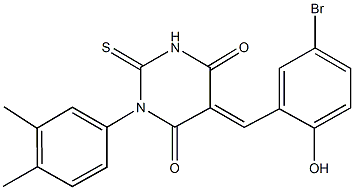 5-(5-bromo-2-hydroxybenzylidene)-1-(3,4-dimethylphenyl)-2-thioxodihydro-4,6(1H,5H)-pyrimidinedione Structure