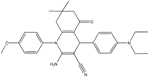 2-amino-4-[4-(diethylamino)phenyl]-1-(4-methoxyphenyl)-7,7-dimethyl-5-oxo-1,4,5,6,7,8-hexahydro-3-quinolinecarbonitrile,312280-62-9,结构式