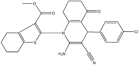 methyl 2-[2-amino-4-(4-chlorophenyl)-3-cyano-5-oxo-5,6,7,8-tetrahydro-1(4H)-quinolinyl]-4,5,6,7-tetrahydro-1-benzothiophene-3-carboxylate Structure