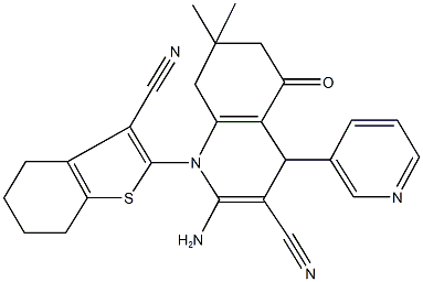 2-amino-1-(3-cyano-4,5,6,7-tetrahydro-1-benzothiophen-2-yl)-7,7-dimethyl-5-oxo-4-(3-pyridinyl)-1,4,5,6,7,8-hexahydro-3-quinolinecarbonitrile|